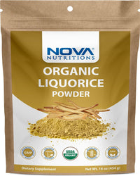Nova Nutritions Certified Organic Licorice / Liquorice Root Powder 16 OZ (454 gm) - Also Called Glycyrrhiza glabra - Nova Nutritions
