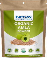 Nova Nutritions Certified Organic Amla Powder (Amalaki) 16 OZ (454 gm) - Rich in Antioxidant Vitamin C - Supports Healthy Immune Function