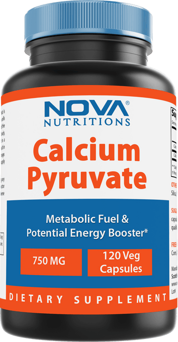 Nova Nutritions Calcium Pyruvate 750 mg (Non-GMO) Capsules for Weight Management, 120 Count