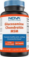 Nova Nutritions Triple Strength Glucosamine Chondroitin MSM 2600mg/Serving Capsules, Supports Healthy Joint, Cartilage and Connective Tissue - Promotes Joint Comfort & Flexibility 180 Count