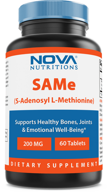 Nova Nutritions Same (S-Adenosylmethionine) 200mg - Promotes Positive Mood and Joint Comfort - (Genuine Same Supplement has Typical Smell of Naturally Occurring Sulfur in it), 60 Tablets