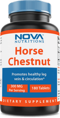 Nova Nutritions Horse Chestnut Seed Extract 300 mg (Non-GMO) Tablets Naturally Contains Aescin Which Promotes Healthy Leg Vein & Circulation 180 Count