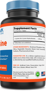 Nova Nutritions L-Lysine 1000 mg - 180 Tablets - Nova Nutritions