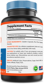 Nova Nutritions CoQ10 Coenzyme q10 200mg 120 Capsules - COQ10 Promotes Healthy Cardiovascular Function - Nova Nutritions