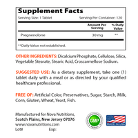 Nova Nutritions Pregnenolone 30 mg 120 Tablets - Nova Nutritions