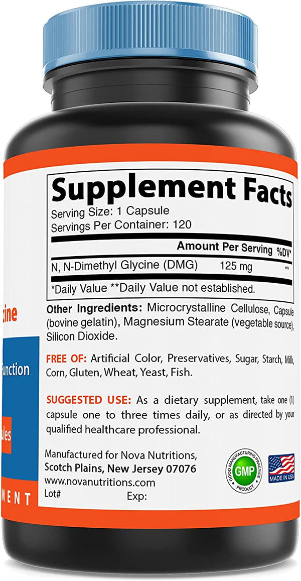 Nova Nutrition's DMG 125 mg 120 Capsules