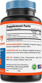 Nova Nutrition's Elderberry Sambucus Nigra 10:1 Extract, 5000mg Equivalent, 120 Veg Capsules