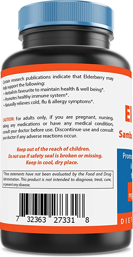 Nova Nutrition's Elderberry Sambucus Nigra 10:1 Extract, 5000mg Equivalent, 120 Veg Capsules
