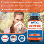 Nova Nutrition's Elderberry Sambucus Nigra 10:1 Extract, 5000mg Equivalent, 120 Veg Capsules