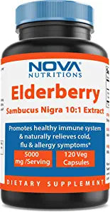 Nova Nutrition's Elderberry Sambucus Nigra 10:1 Extract, 5000mg Equivalent, 120 Veg Capsules