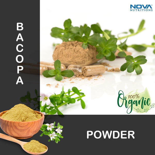 Nova Nutritions Certified Organic Bacopa Powder 16 OZ (454 gm) - Also Called Bacopa Monnieri (Leaf) - Nova Nutritions