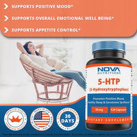 Nova Nutritions 5-HTP 50 mg 120 Capsules, 5 HTP Capsules Supports Relaxation & restful Sleep - Nova Nutritions