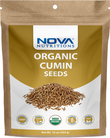 Nova Nutritions Certified Organic Whole Cumin Seeds 16 OZ (454 gm)