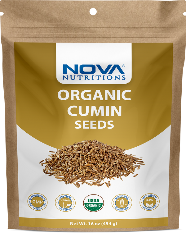 Nova Nutritions Certified Organic Whole Cumin Seeds 16 OZ (454 gm)