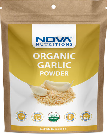 Nova Nutritions Certified Organic Garlic Powder (Allium sativum) - 16 OZ