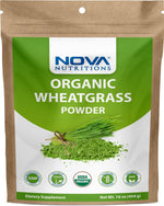 Nova Nutritions Certified Organic Wheat Grass Powder 16 OZ (454 gm) - Nutrient Rich Superfood - Nova Nutritions