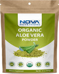 Nova Nutritions Certified Organic Aloe Vera Leaf Powder 16 OZ (454 gm) - Also Called Aloe Barbadensis