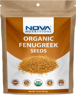 Nova Nutritions Certified Organic Fenugreek Seeds Whole (Methi Seeds) 16 OZ (454 gm)