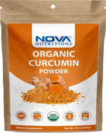 Nova Nutritions Certified Organic Turmeric Curcumin Root Powder 16 OZ (454 gm) - Curcuma Longa (Root) - Nova Nutritions