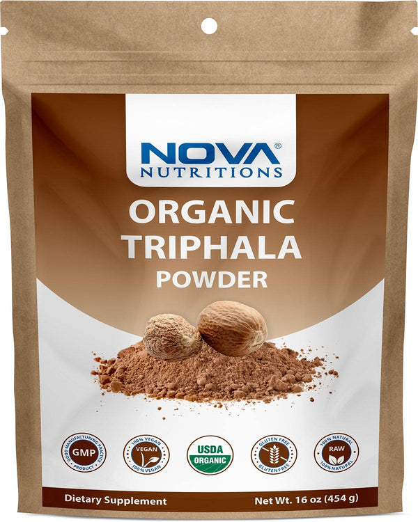 Nova Nutritions Certified Organic Triphala Powder 16 OZ (454 gm) - Supports Healthy Immune & Digestive Function.* - Nova Nutritions