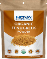 Nova Nutritions Certified Organic Fenugreek Seed Powder 16 OZ (454 gm) - Methi Seeds Ground - Trigonella Foenum Graecum - Nova Nutritions