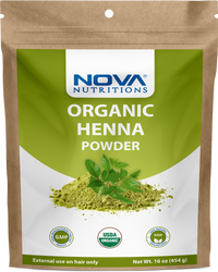 Nova Nutritions Certified Organic Henna Powder 16 OZ (454 gm) - 100% Natural & Chemical Free