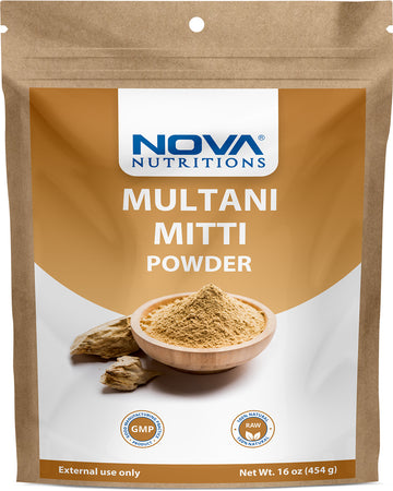 Nova Nutritions Multani Mitti Powder 16 OZ (454 Gram) - for Facial Body, Mask & Skin - Natural Regenerator