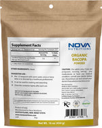Nova Nutritions Certified Organic Bacopa Powder 16 OZ (454 gm) - Also Called Bacopa Monnieri (Leaf) - Nova Nutritions