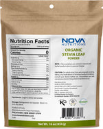 Nova Nutrition's Certified Organic Stevia Leaf Powder, 16 OZ (454 Gram), Zero-Calorie Sweetener