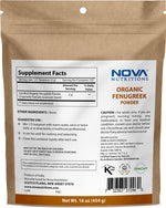 Nova Nutritions Certified Organic Fenugreek Seed Powder 16 OZ (454 gm) - Methi Seeds Ground - Trigonella Foenum Graecum - Nova Nutritions