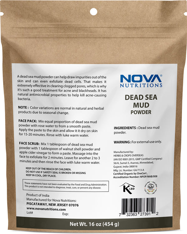 Nova Nutritions Dead Sea Mud Powder 16 OZ (454 Gram)