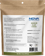 Nova Nutritions Kaolin Powder 16 OZ (454 Gram) - for Facial Body, Mask & Skin - Natural Regenerator