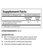 Nova Nutritions Certified Organic Bacopa Powder 16 OZ (454 gm) - Also Called Bacopa Monnieri (Leaf) - Nova Nutritions