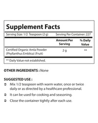 Nova Nutritions Certified Organic Amla Powder (Amalaki) 16 OZ (454 gm) - Rich in Antioxidant Vitamin C - Supports Healthy Immune Function