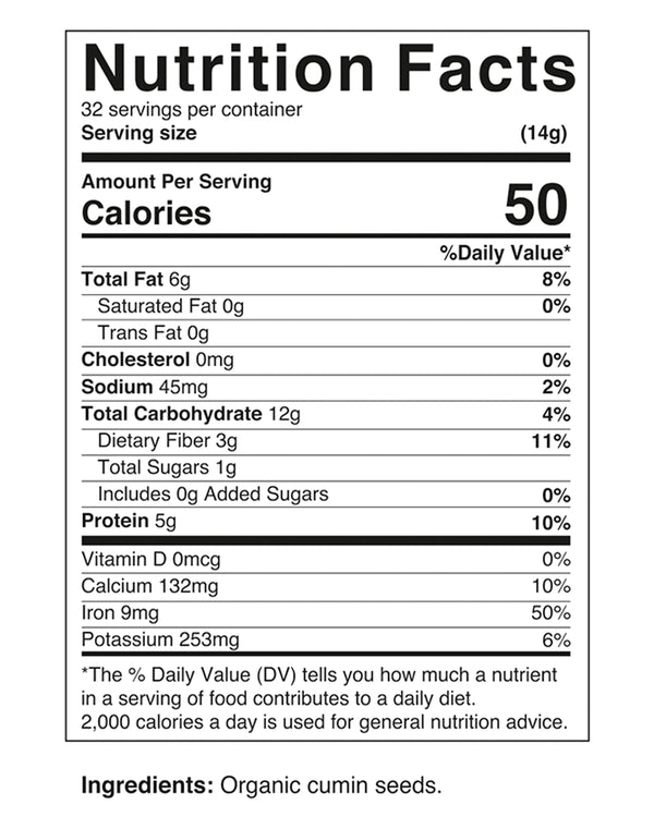 Nova Nutritions Certified Organic Whole Cumin Seeds 16 OZ (454 gm)