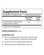 Nova Nutritions Certified Organic Ginger Root Powder 16 OZ (454 gm) - Also Called Zingiber officinale (Root) - Nova Nutritions