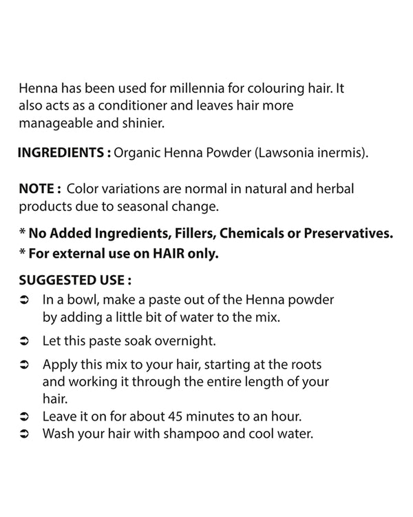 Nova Nutritions Certified Organic Henna Powder 16 OZ (454 gm) - 100% Natural & Chemical Free