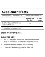 Nova Nutritions Certified Organic Wheat Grass Powder 16 OZ (454 gm) - Nutrient Rich Superfood - Nova Nutritions