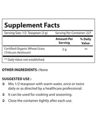 Nova Nutritions Certified Organic Wheat Grass Powder 16 OZ (454 gm) - Nutrient Rich Superfood - Nova Nutritions