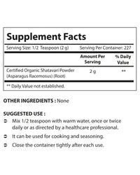 Nova Nutritions Certified Organic Shatavari Powder 16 OZ (454 gm) - Nova Nutritions