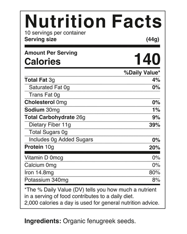 Nova Nutritions Certified Organic Fenugreek Seeds Whole (Methi Seeds) 16 OZ (454 gm)