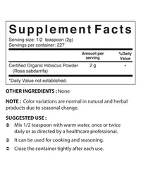 Nova Nutritions Certified Organic Hibiscus Flower Powder 16 OZ (454 Gram)