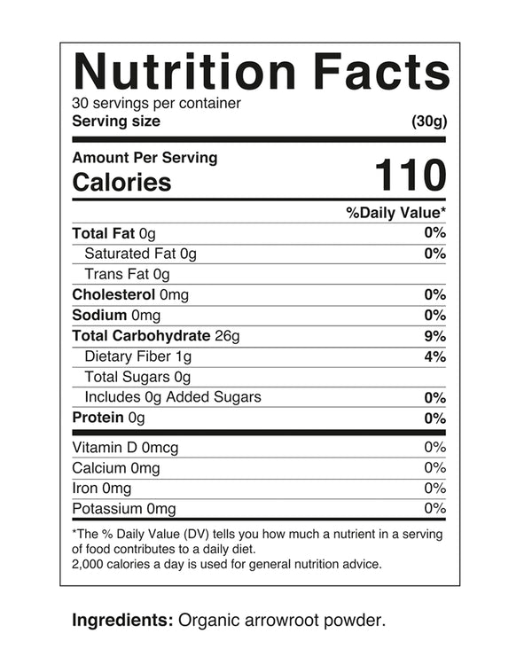 Nova Nutritions Certified Organic Arrowroot Powder, Natural Thickener 32 OZ (908 gm)