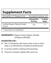 Nova Nutritions Certified Organic Triphala Powder 16 OZ (454 gm) - Supports Healthy Immune & Digestive Function.* - Nova Nutritions