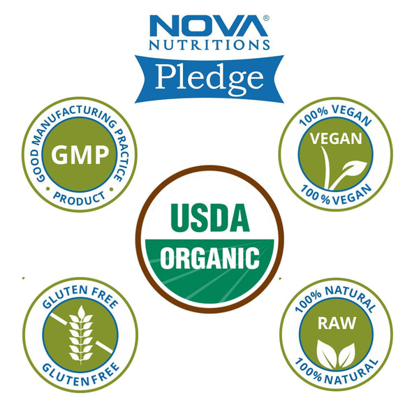 Nova Nutritions Certified Organic Wheat Grass Powder 16 OZ (454 gm) - Nutrient Rich Superfood - Nova Nutritions