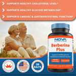 Nova Nutritions Berberine Plus 1000 mg per Serving (Non-GMO) 120 Capsules - Promotes Healthy Blood Sugar Level - Nova Nutritions