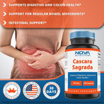 Nova Nutritions Cascara Sagrada Capsules - 450mg - All Natural Laxative - 250 Capsules - Nova Nutritions