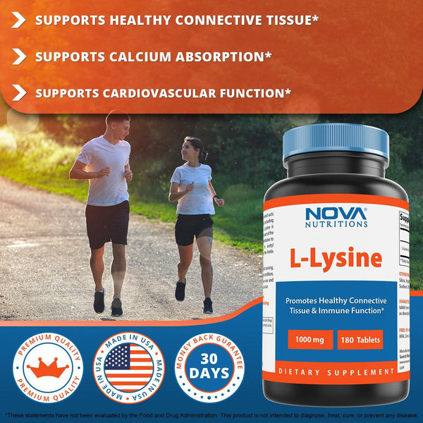 Nova Nutritions L-Lysine 1000 mg - 180 Tablets - Nova Nutritions