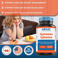 Nova Nutritions Gymnema Sylvestre 500mg Veggie Capsules for Healthy Glucose Metabolism & Craving, 240 Count - Nova Nutritions