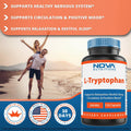 Nova Nutritions L-Tryptophan 500 mg 120 Capsules - Tryptophan Supplements for Natural Sleep Aid, Stress Relief, Circulation & Immune Support